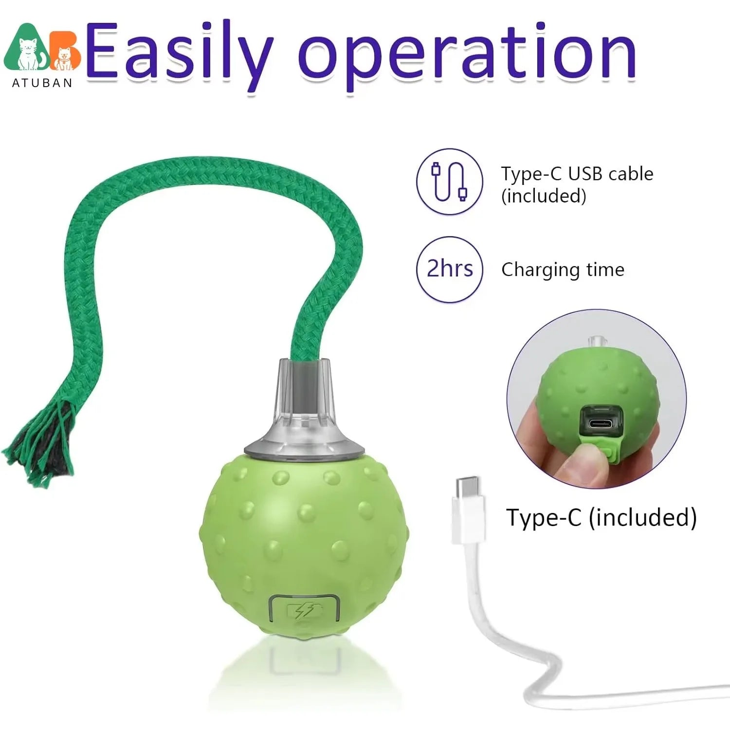 Interactive Cat Toys Ball, Motion Activate Electric Cat Toy, Automatic Pet Exercise Toys, Simulate Bird Calls, USB Rechargeable