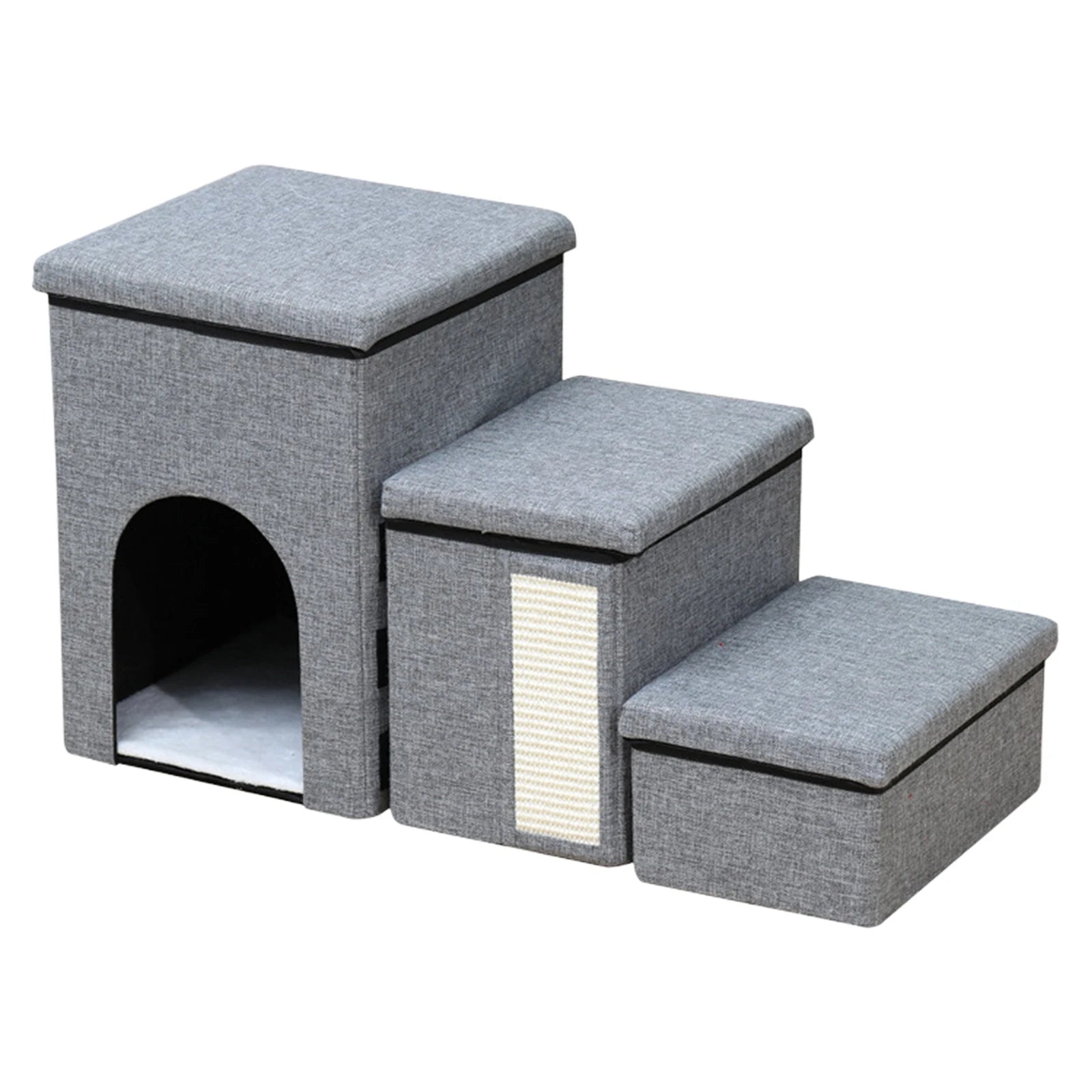 3 Levels Step Multifunctional Cat Bed Anti Slip Pet Stairway Storage Box Wear Resist Removable Storage Organizer for All Seasons