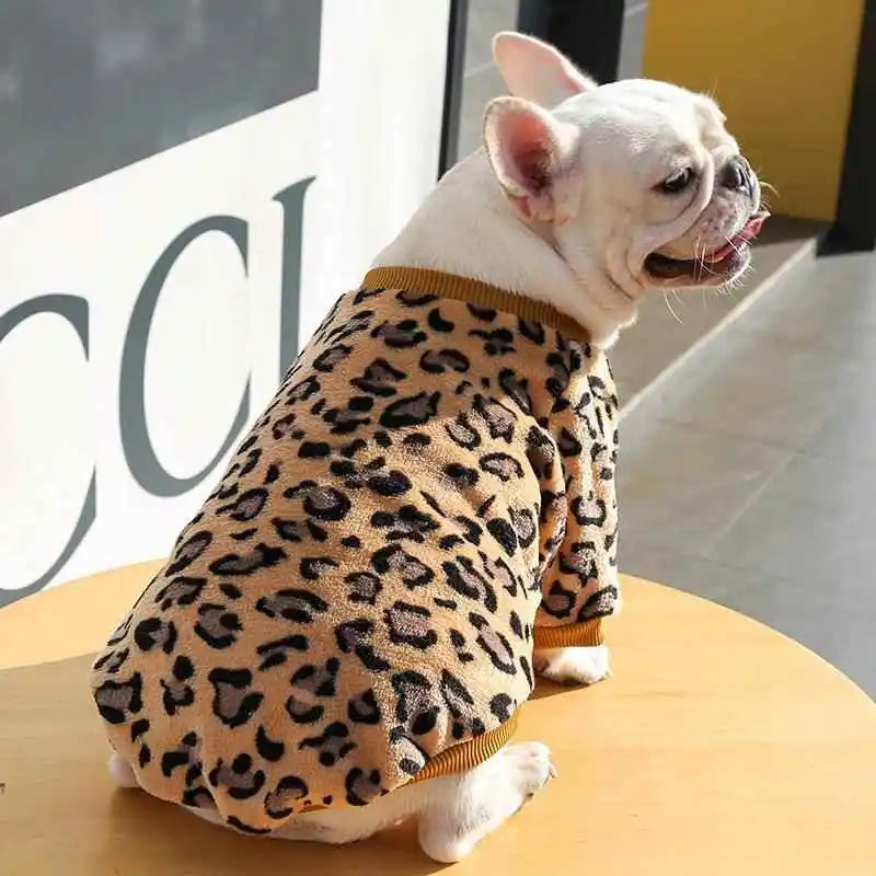 Warmth S Clothes Pet Supplies  Two Feet Clothes Leopard Pattern Dog Coat for French Bulldog And Bull Mastiff