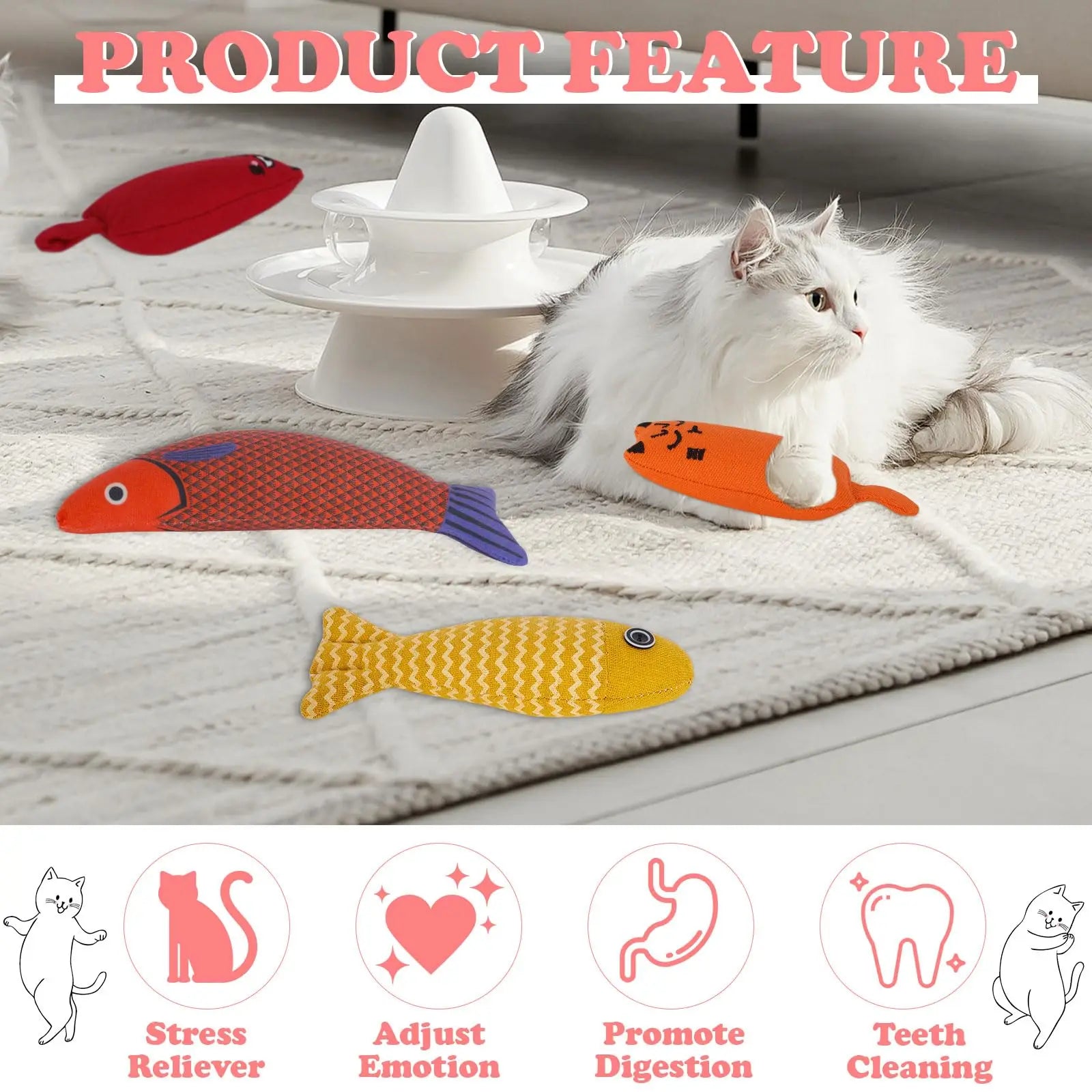 Catnip Toys,Fun Chew & Chase Toys,Safe Non-Toxic Plush Toys for Feline Friends,Interactive cat Toys to Keep Cats Entertained