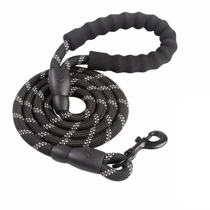 1.5M/2M/3M Large Dog Rope Round 1.2CM Nylon Pet Leash Strengthen Reflective Rope Walking Dog Traction Collar Harness Dog Lead