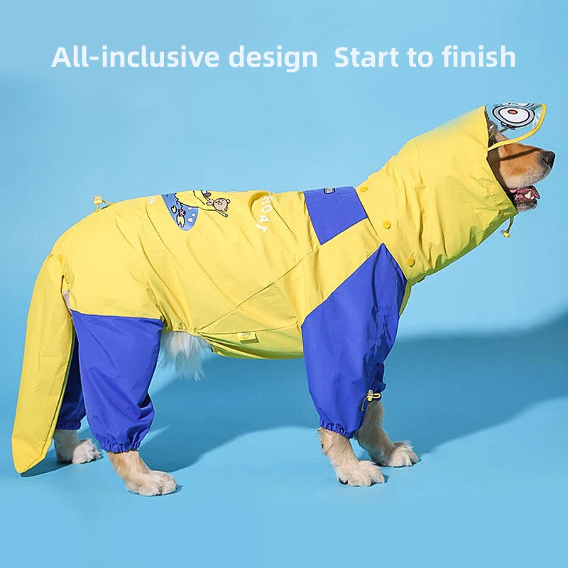 Dog Raincoat Printed Waterproof Raincoat Medium and Large Dogs All Inclusive Pet Clothes Big Dogs Four Legged Coat Pet Raincoat