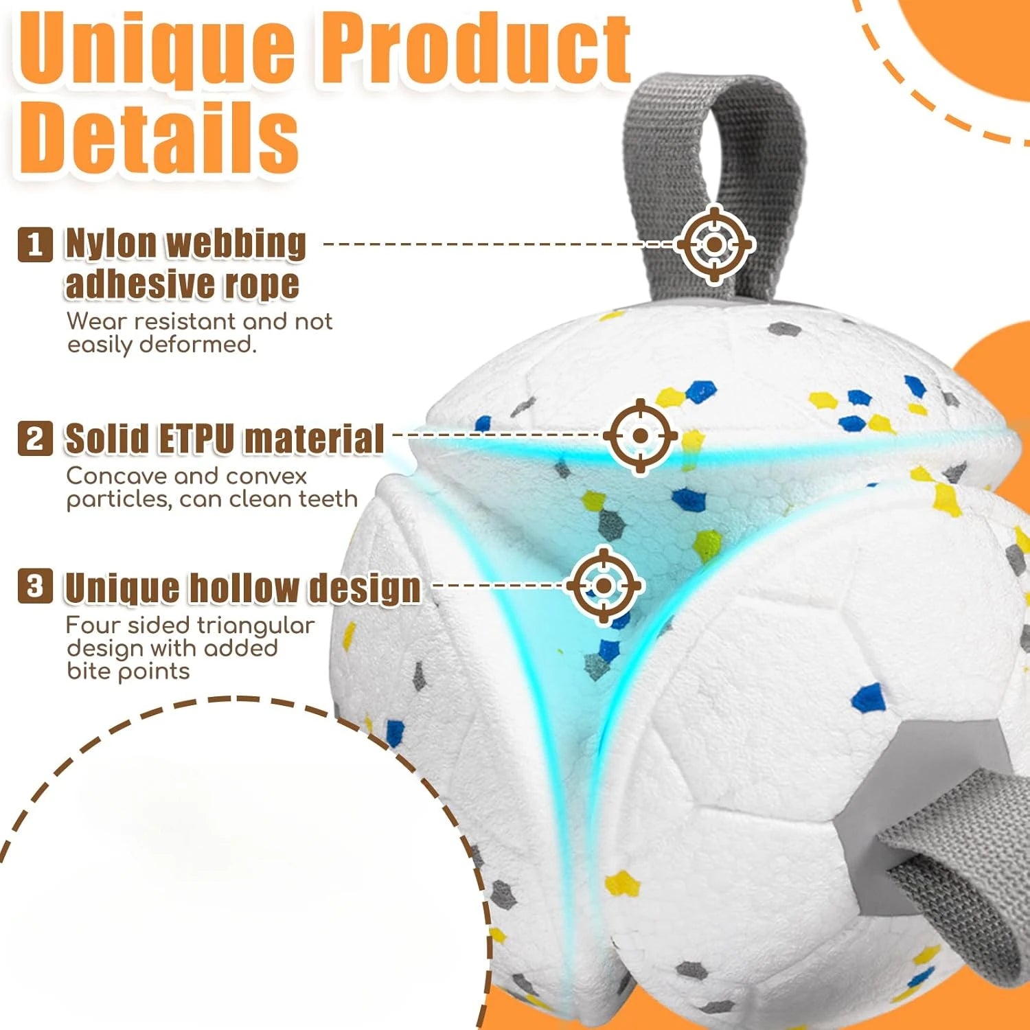 Dog Soccer Chew Toy with Rope - Durable Interactive Fetch Ball for Puppy, Pet Tug-of-War Training Toy, Teeth Cleaning Bite Resis