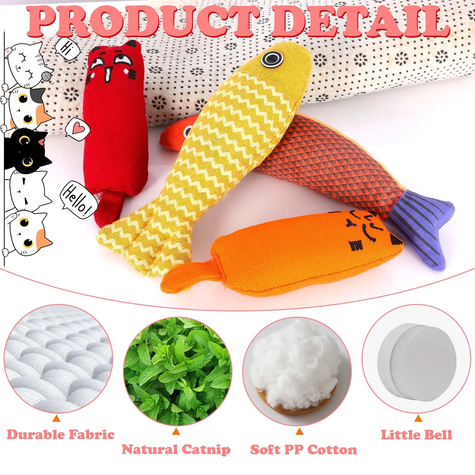 Catnip Toys,Fun Chew & Chase Toys,Safe Non-Toxic Plush Toys for Feline Friends,Interactive cat Toys to Keep Cats Entertained