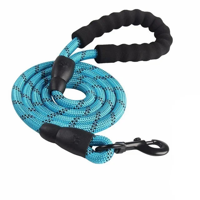 1.5M/2M/3M Large Dog Rope Round 1.2CM Nylon Pet Leash Strengthen Reflective Rope Walking Dog Traction Collar Harness Dog Lead