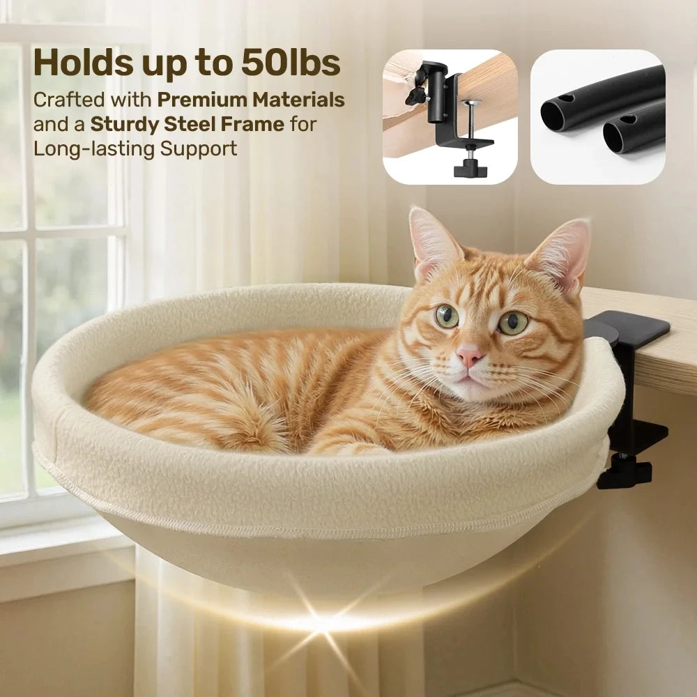 Large Cat Desk Bed Sturdy Rotating Cat Desk Perch Supports up to 50 lbs Easy Install for Cats Pets Desk Indoor Home