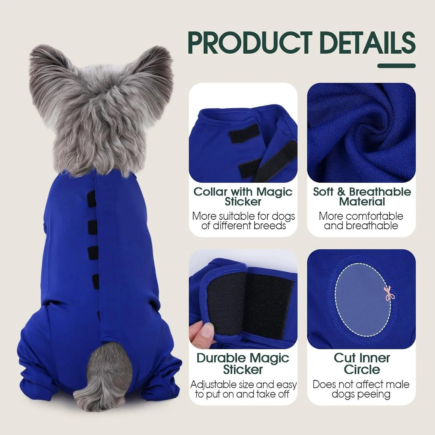 Dog Recovery Suit for Rear Legs Thigh Wound Protective Sleeve Dog Recovery Sleeve Dog Onesie After Surgery  Suit for Spay Neuter