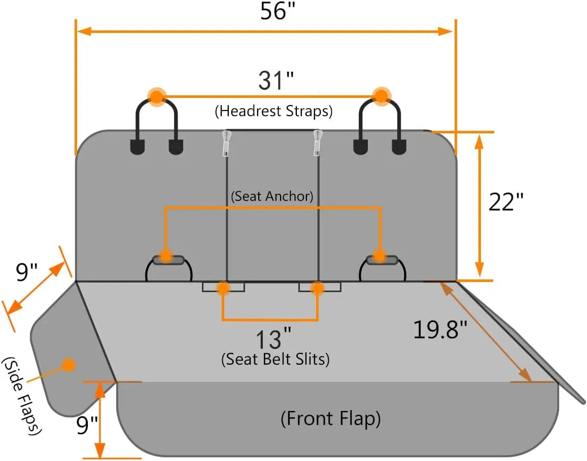 Dog Car Seat Covers, Dog seat Cover with Side Flap for Cars, Trucks, and Suv's - Waterproof & Nonslip Pet Seat Cover