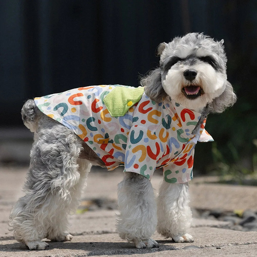 Small  Medium and Large Dogs Summer Fresh Letter Print Splicing Shirt Pet Dog Clothes Designer Dog Clothes