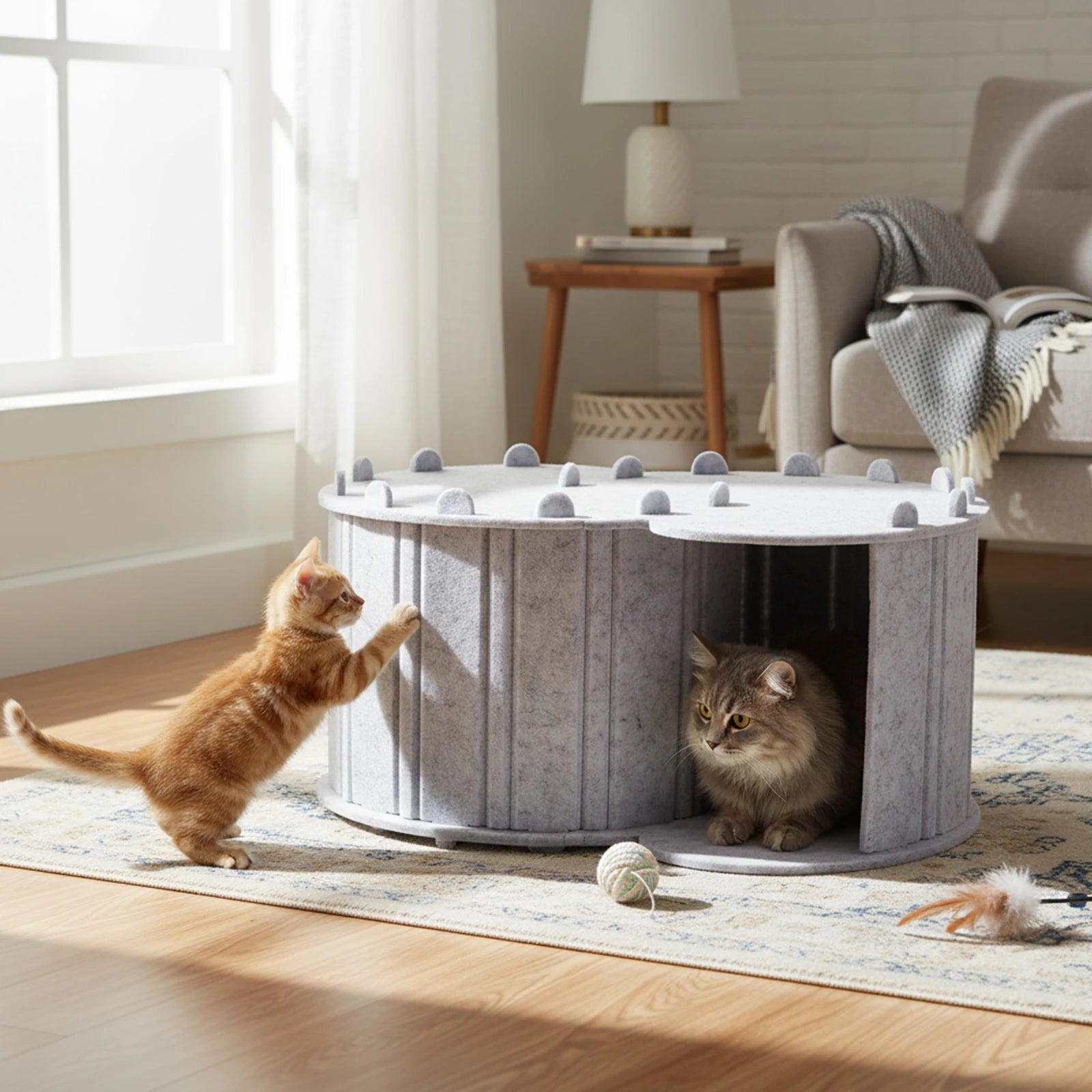 Peekaboo Cat Cave Detachable Foldable Pet House Semi-enclosed Cat House for Indoor Cats