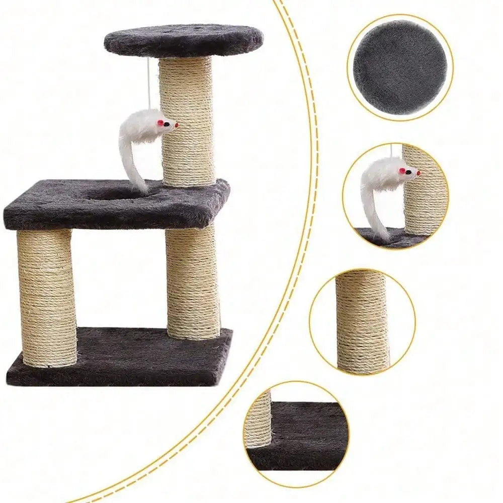 15.7" Small Cat Tree Scratching Tower Post Scratcher Furniture For Kitty Pet Toy