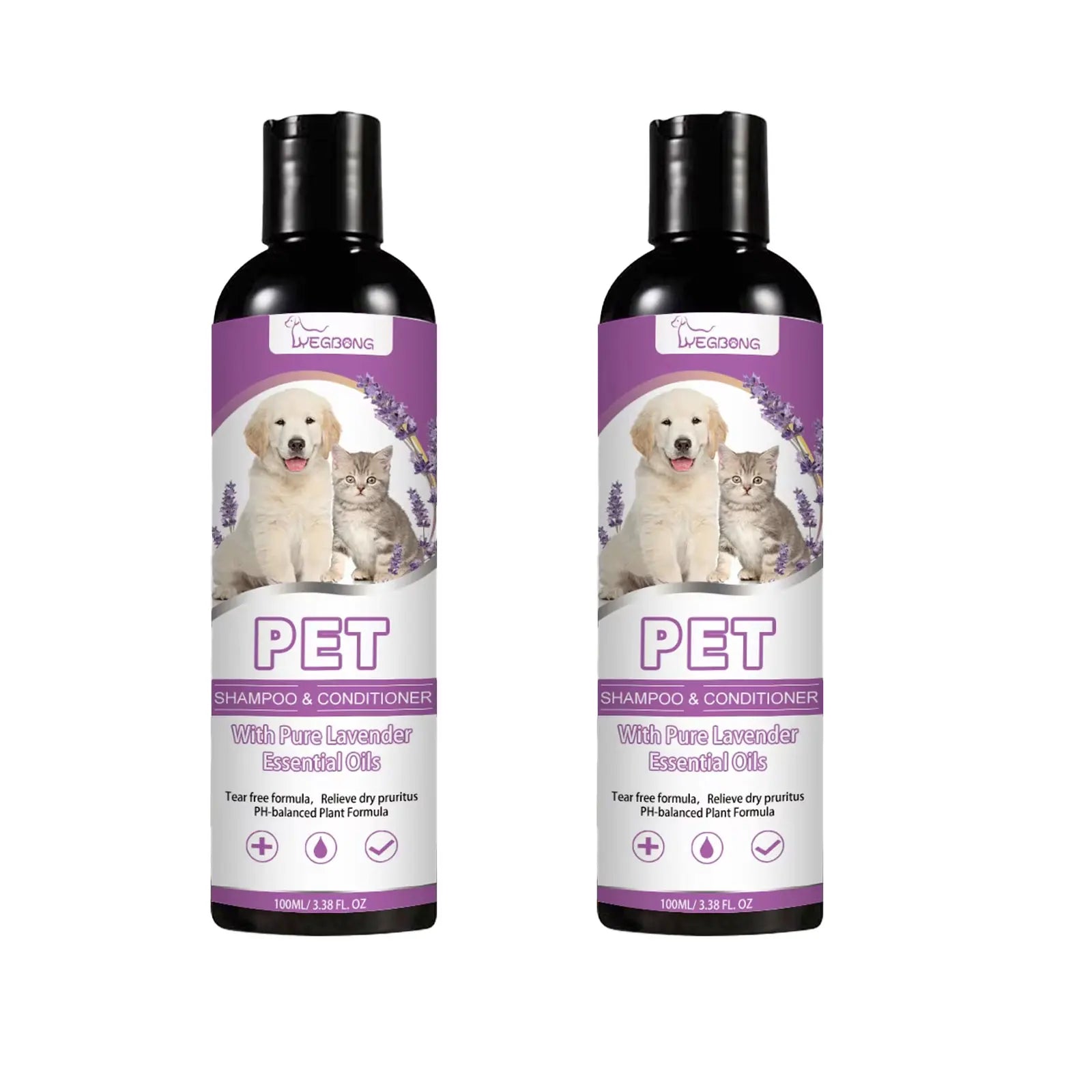 100ml Pet Shampoo And Conditioner Lavender Scent Soothe Skin Relieve Itch Deep Clean Dirt Pet Grooming Gel For Dogs And Cats
