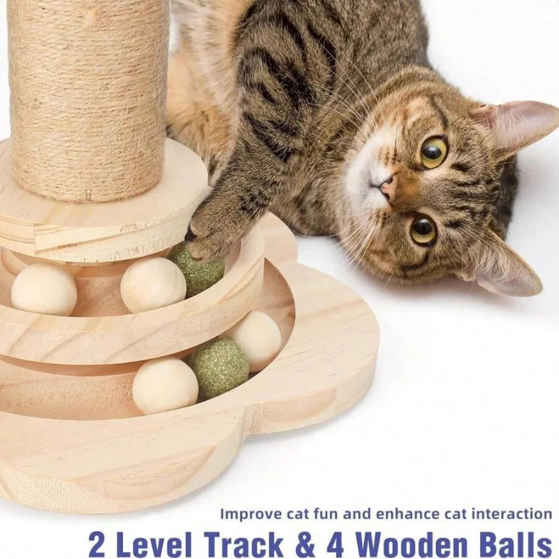Cat Scratching Post, Indoor Cat Interactive Furniture Toy, Kitten Activity Center For Indoor Kittens And Adult Cats