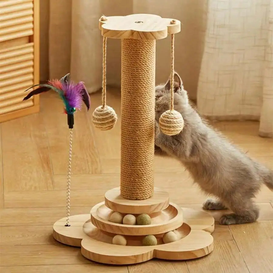 Cat Scratching Post, Indoor Cat Interactive Furniture Toy, Kitten Activity Center For Indoor Kittens And Adult Cats