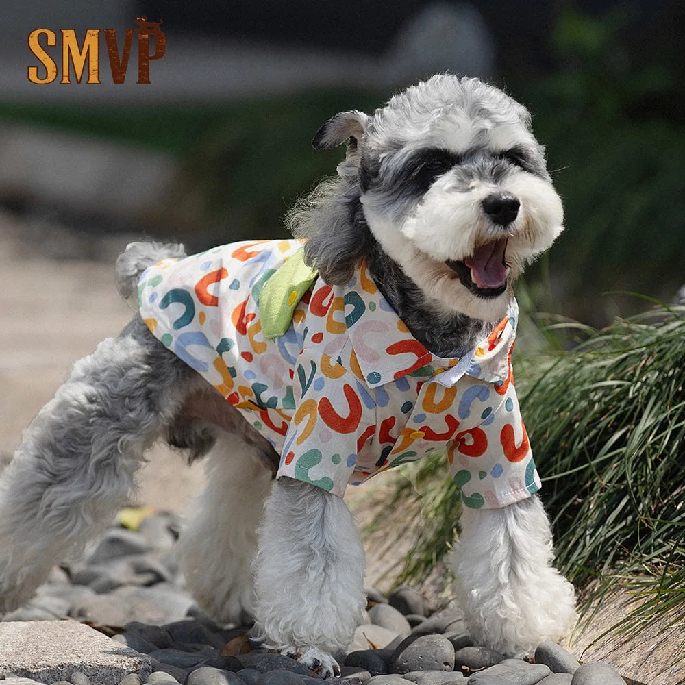 Small  Medium and Large Dogs Summer Fresh Letter Print Splicing Shirt Pet Dog Clothes Designer Dog Clothes