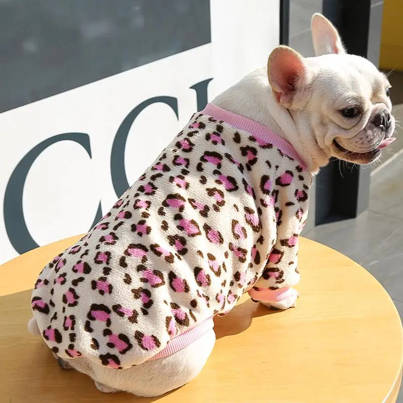 Warmth S Clothes Pet Supplies  Two Feet Clothes Leopard Pattern Dog Coat for French Bulldog And Bull Mastiff