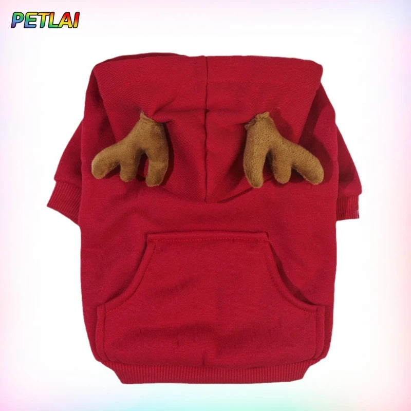 Christmas pet clothes elk cosplay costume creative elk antler thickened sweater new style creative design hoodie for dog cat