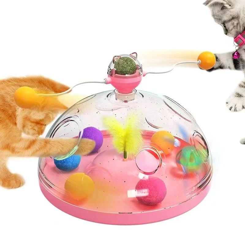 New popular Amazon puzzle food leakage toy - cat windmill teaser ball