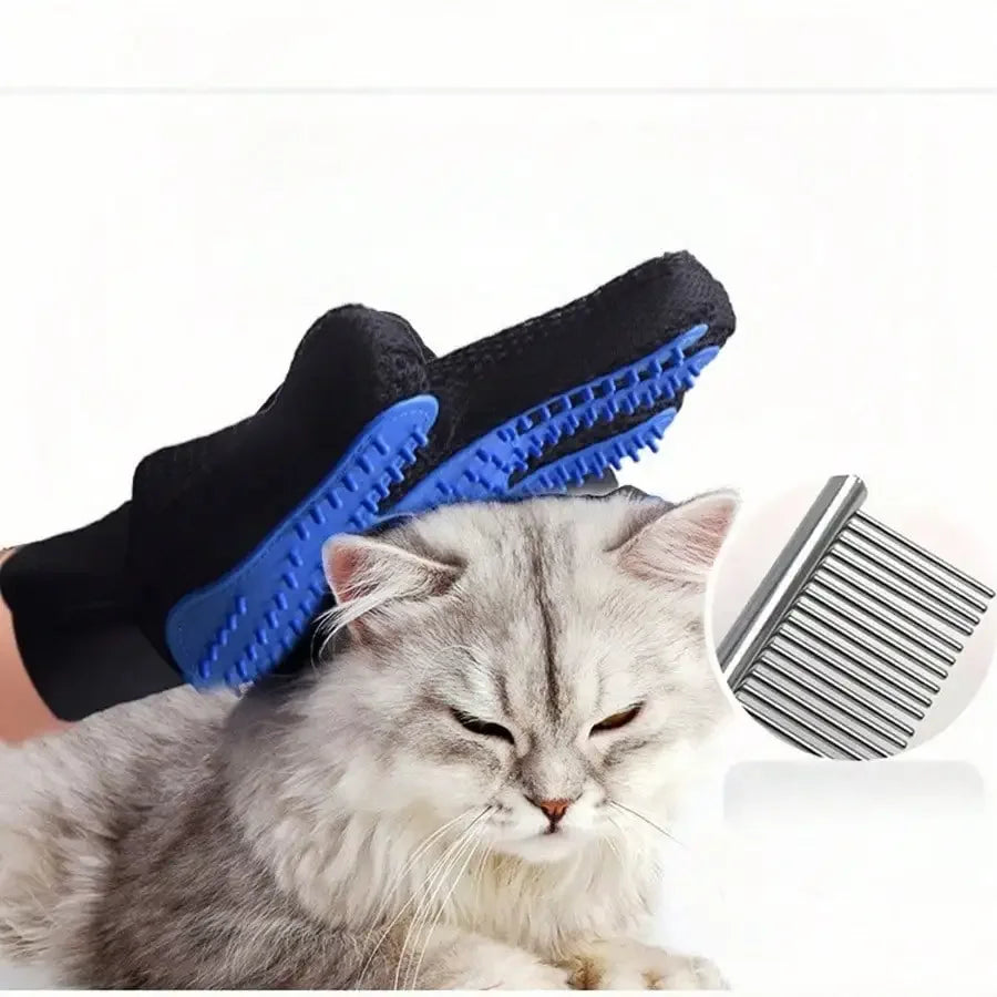 Premium Pet Grooming Gloves, 2-in-1 Deshedding & Bath Mitt for Cats & Dogs, Silicone Brush for Easy Hair Removal & Massage