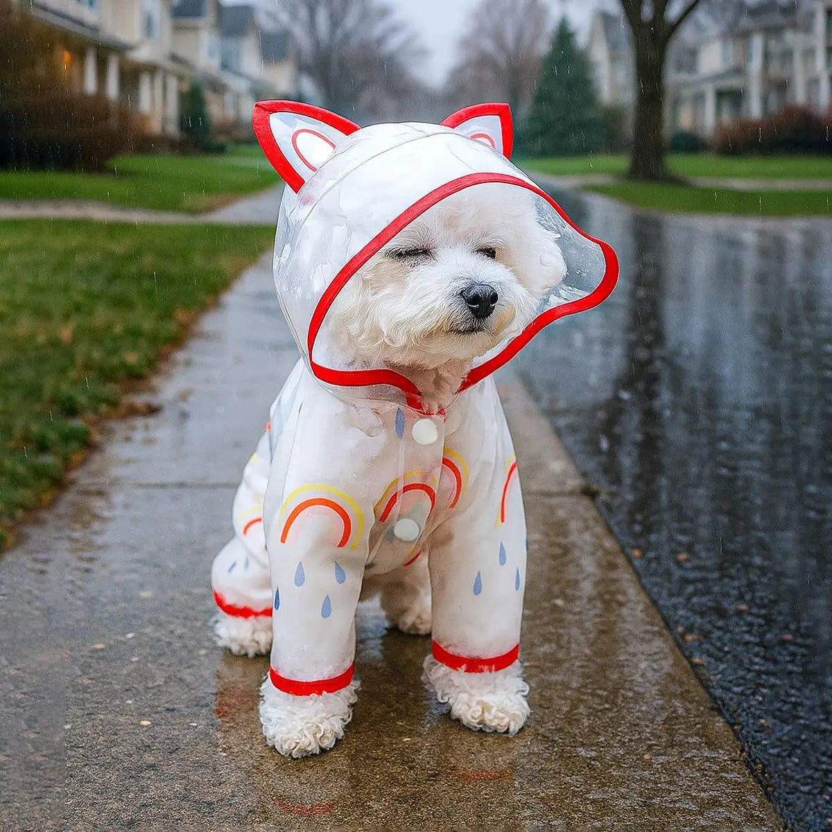 All Season Dog Raincoat Waterproof Dogs Apparel Small Pet Rain Coat Puppy Clothing Hooded