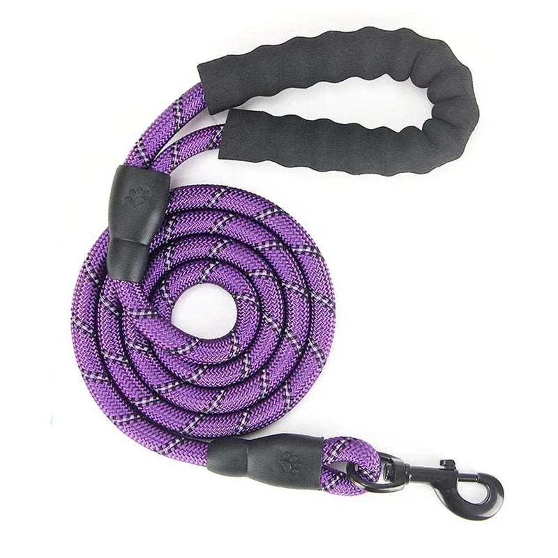 1.5M/2M/3M Large Dog Rope Round 1.2CM Nylon Pet Leash Strengthen Reflective Rope Walking Dog Traction Collar Harness Dog Lead