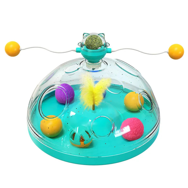 New popular Amazon puzzle food leakage toy - cat windmill teaser ball