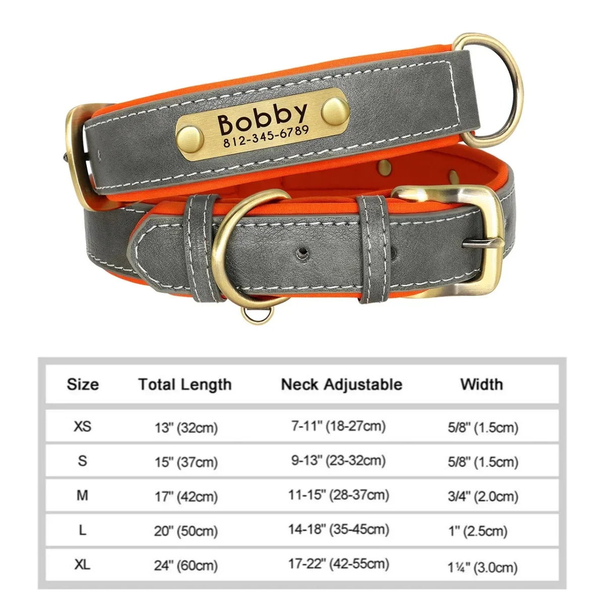 Customized Dog Collar Soft Padded Leather Pet Collar For Small Medium Large Dogs With Free Engraved Nameplate ID Tag Anti-lost
