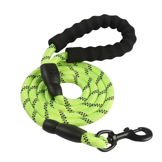 1.5M/2M/3M Large Dog Rope Round 1.2CM Nylon Pet Leash Strengthen Reflective Rope Walking Dog Traction Collar Harness Dog Lead