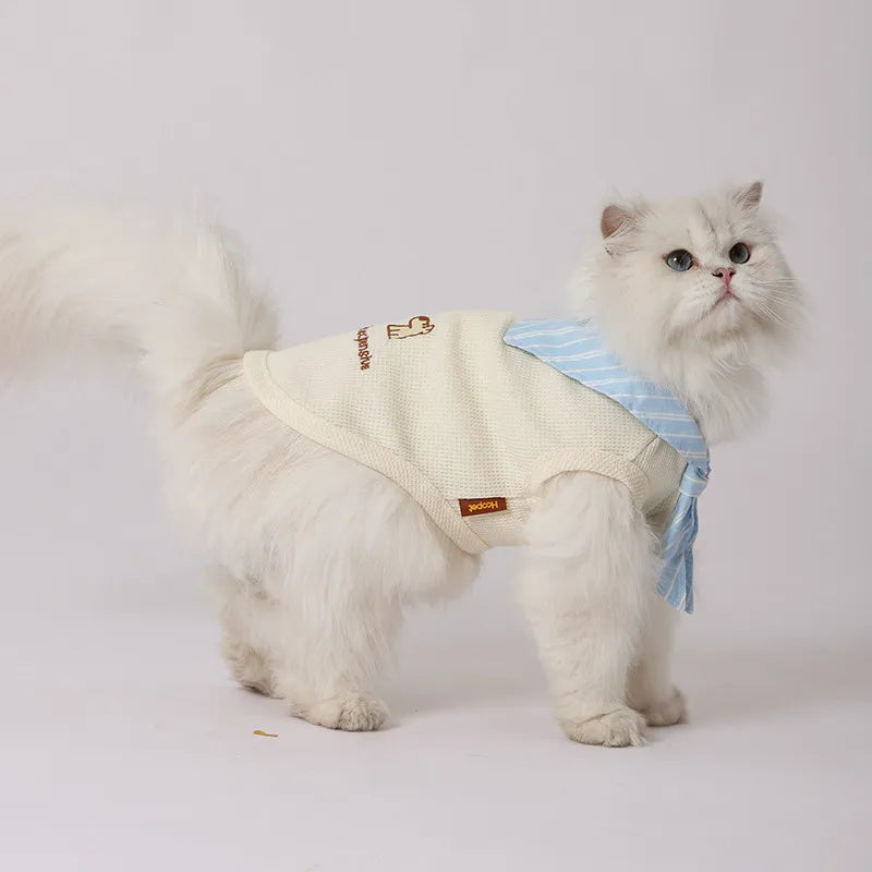 Vest Stylish Bandana Faux Two Piece Anti Shedding Lightweight Plush Cat Kitten Spring Summer Puppy Pet Clothes