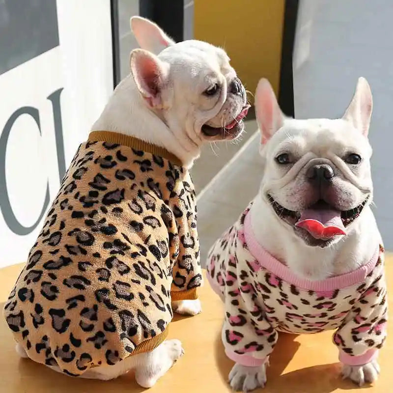 Warmth S Clothes Pet Supplies  Two Feet Clothes Leopard Pattern Dog Coat for French Bulldog And Bull Mastiff
