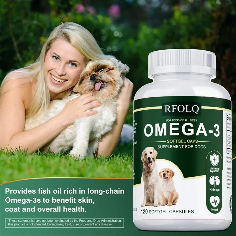 OMEGA-3 Supplement for Dogs - Reduces Hair Loss and Itching, Supports Joint, Brain and Heart Health, Skin & Hair Supplement