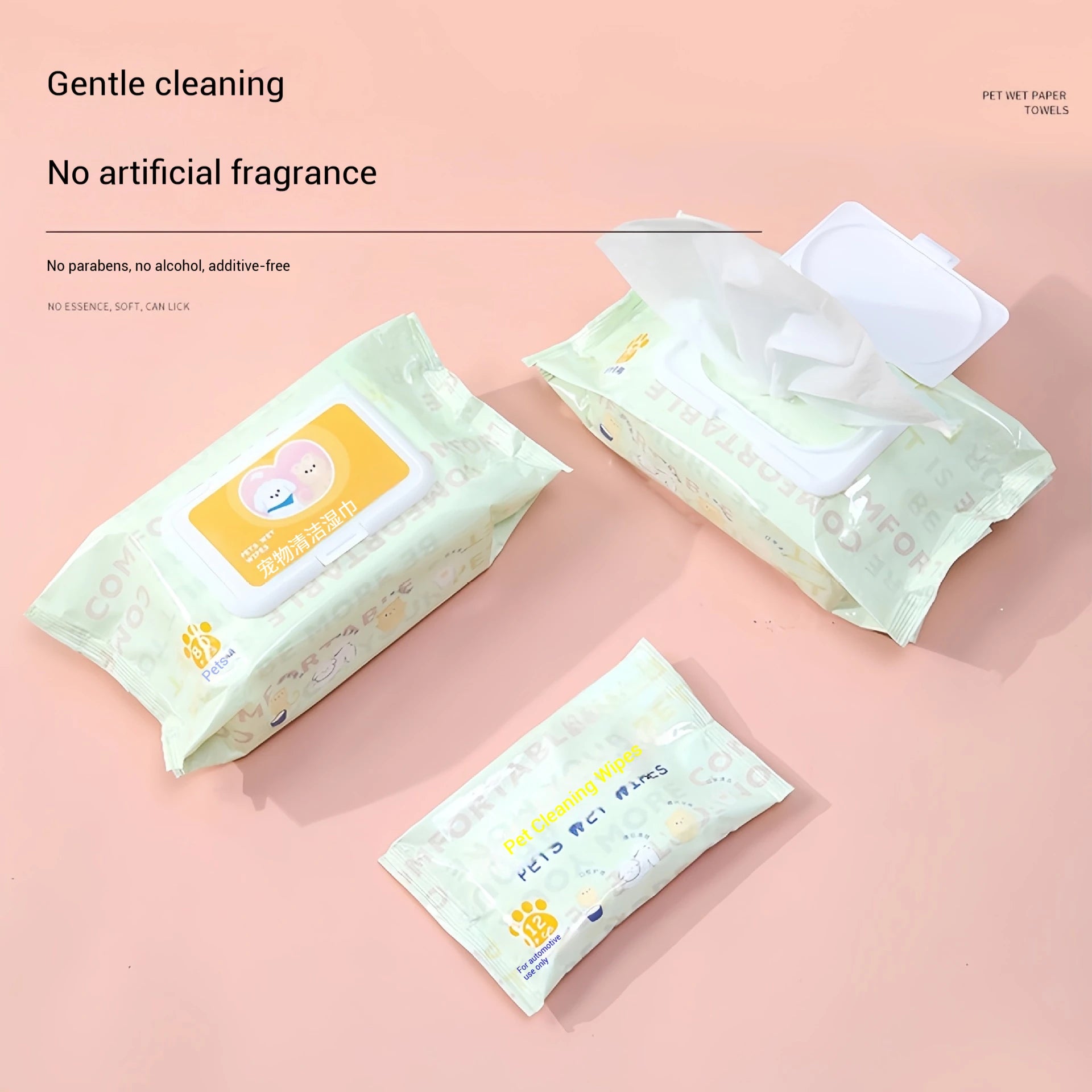 4 Packs of 320 Sheets of Pet Wipes Specifically for Cats and Dogs, for Cleaning Tear Stains and Body Parts, No-Rinse Deodorizing Cleaning Wet Wipes, 80 Sheets Per Pack, Pet Wipes