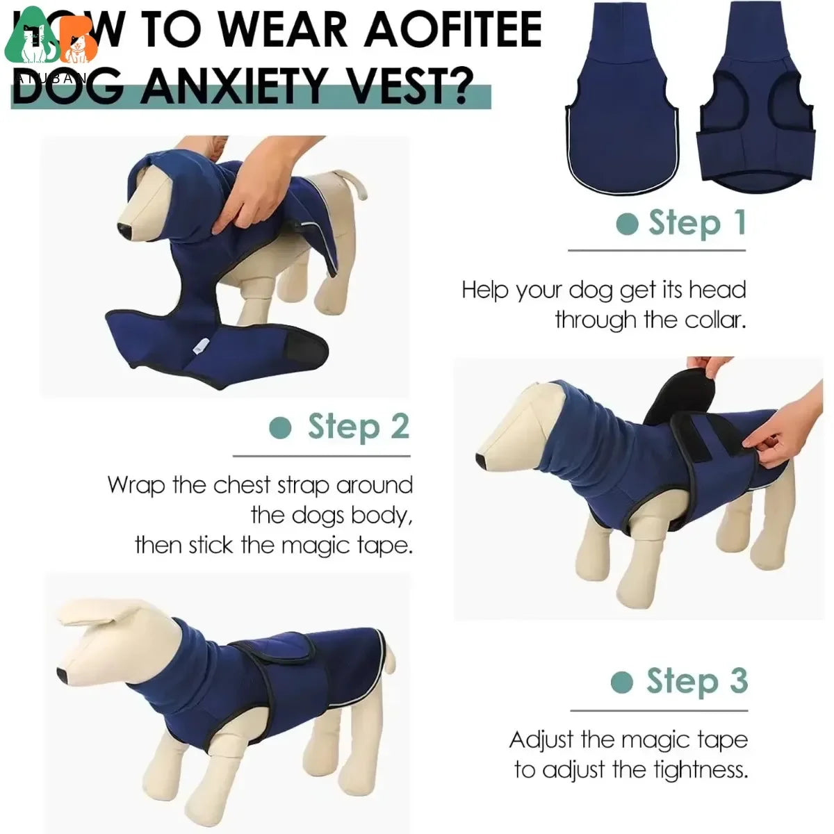 Dog Anxiety Vest,Thunder Jacket for Large Dog Calming Jacket with Hoodie, Dog Anxiety Jacket,Dog Hoodies for Noise