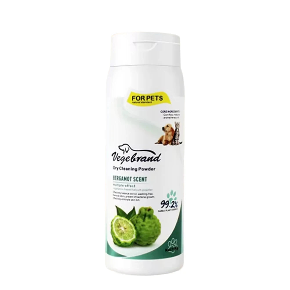 150g Pet Dry Shampoo Powder for Dogs and Cats - Waterless Cleaning & Odor Elimination - Plant-Based Pet Bath Powder