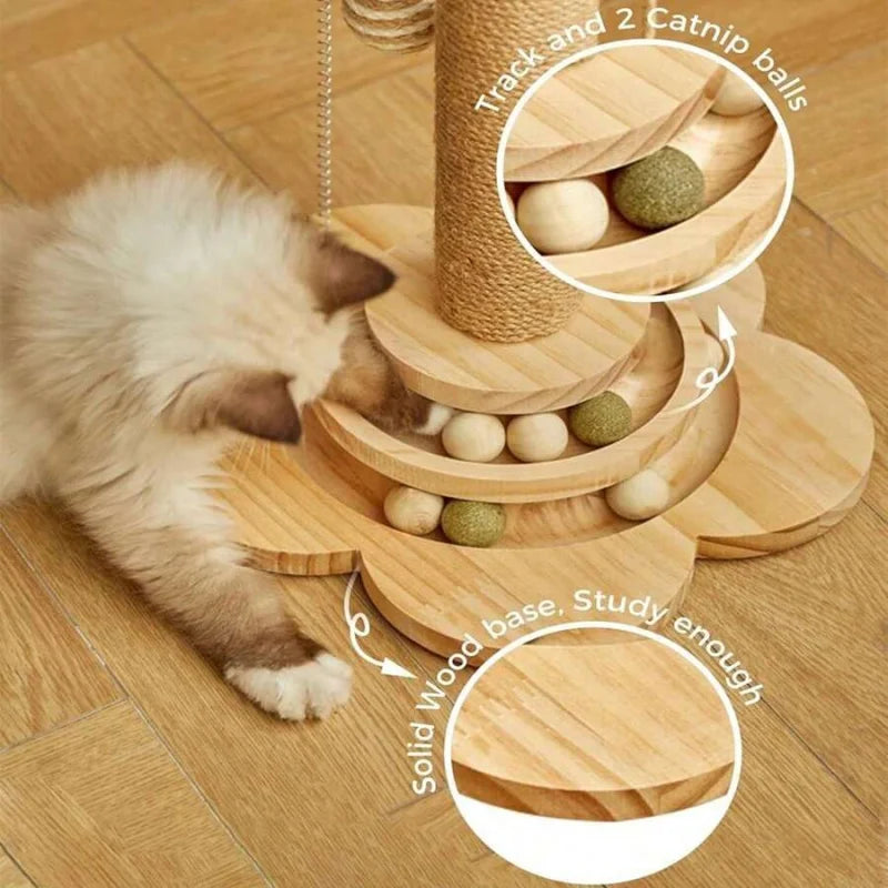 Cat Scratching Post, Indoor Cat Interactive Furniture Toy, Kitten Activity Center For Indoor Kittens And Adult Cats