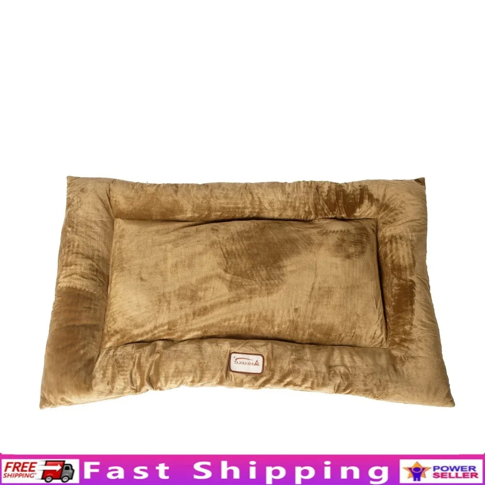 Pet Bed Mat Dogs Cats Soft Velvet Comfortable Washable Extra Thick Poly Fill Medium Size 27x19 Inches Ideal Indoor Use