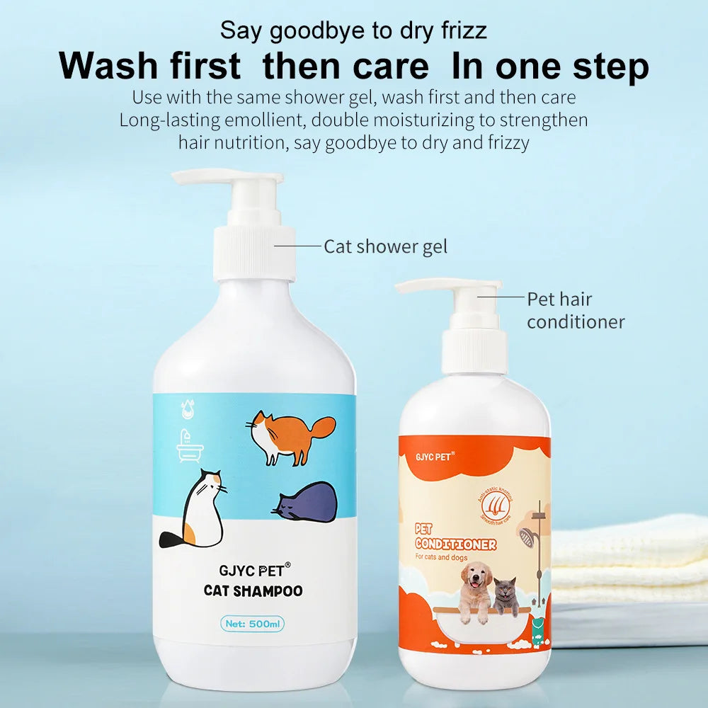 16.9 FL OZ 500ml Pet Shampoo for Cats -  Deodorizing and Moisturizing Formula with Coconut Oil Extract - Hair Care Bath Wash