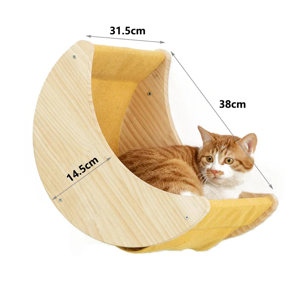 Cat Climbing Frame Sisal Cat Scratching Post Wall Mounted Four Steps Wooden Pedestal Wall Mounted Wall Cat Hutch