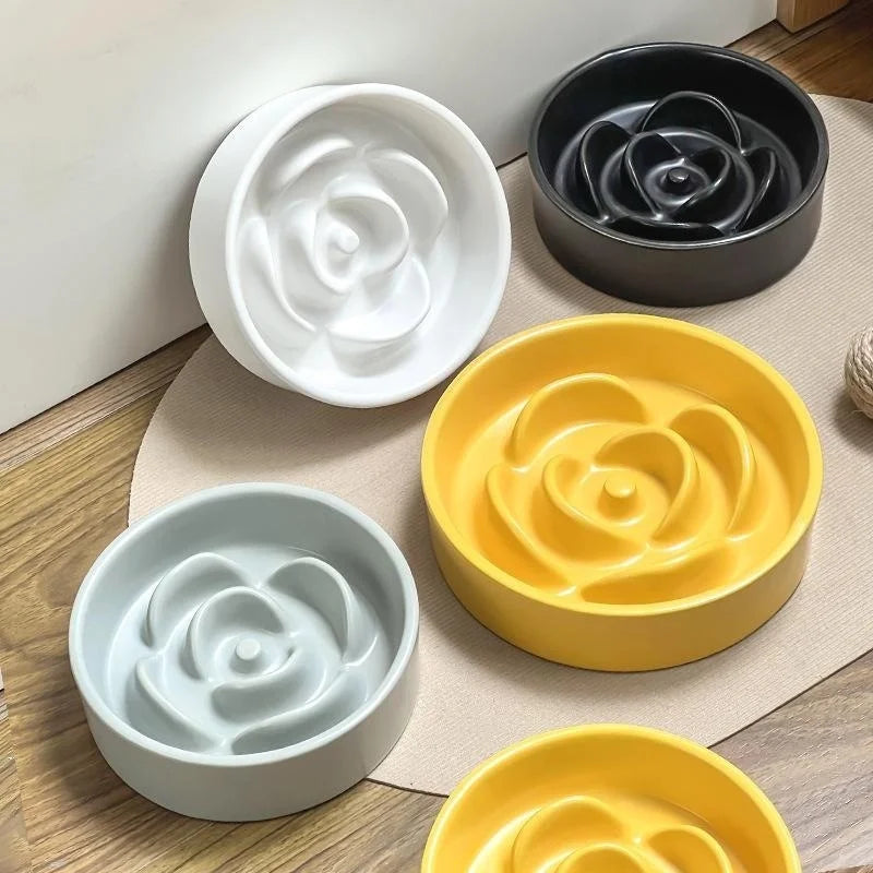 Creative Simple Solid Color Pet Bowl With Bowl Stand To Prevent Tipping Over Cat Bowl Anti-Choking Feeding Bowl Cat Water Bowl