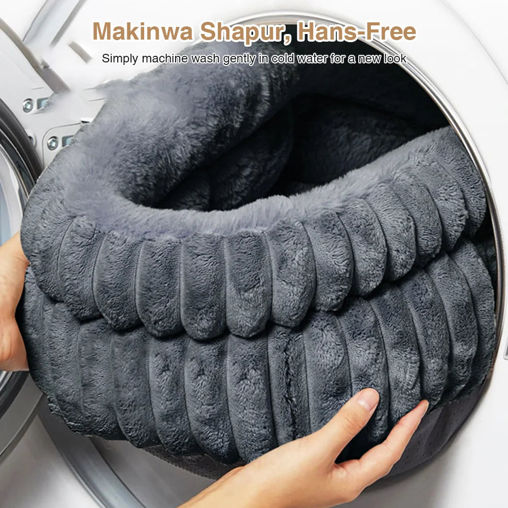 60cm Washable Round Cat Beds & Anti-Slip Bottom Dog Beds & Furniture Soft Plush Fur Pet Bed Load Capacity of 15 Kg for Indoor
