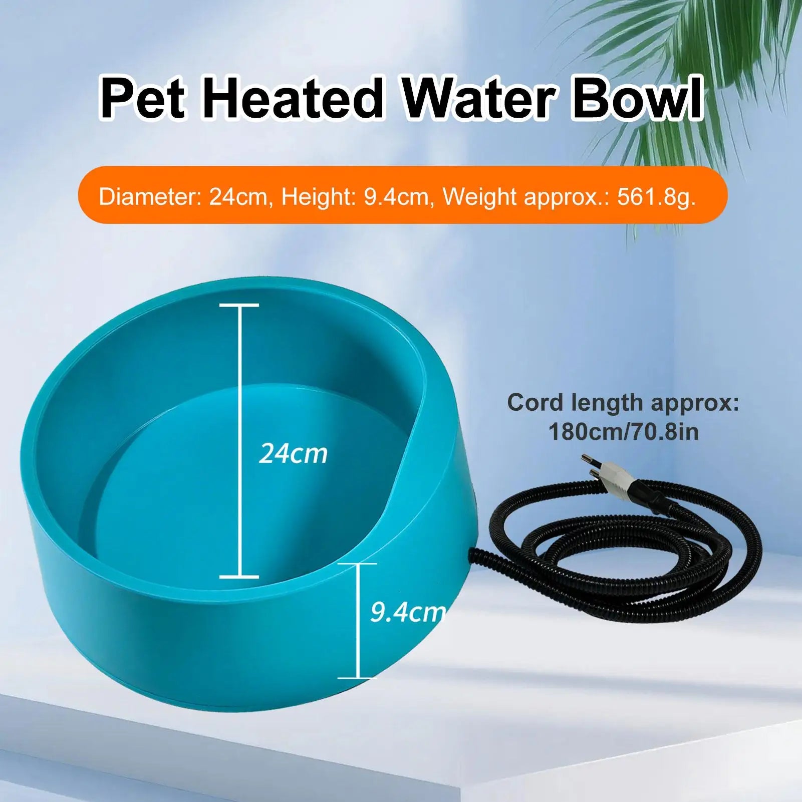 Plug-in Heated Cat Water Bowl, Warming Drink Dish for Outdoor Farm, Backyard, Kennel, Anti-Freeze Bowl for Pets Cats Dogs