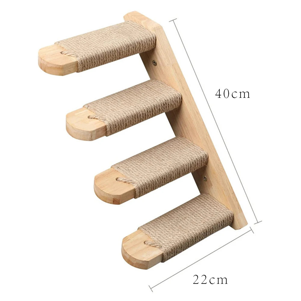 Wall mounted four step cat climbing frame, sisal scratching post and cat tree cat tower universal.