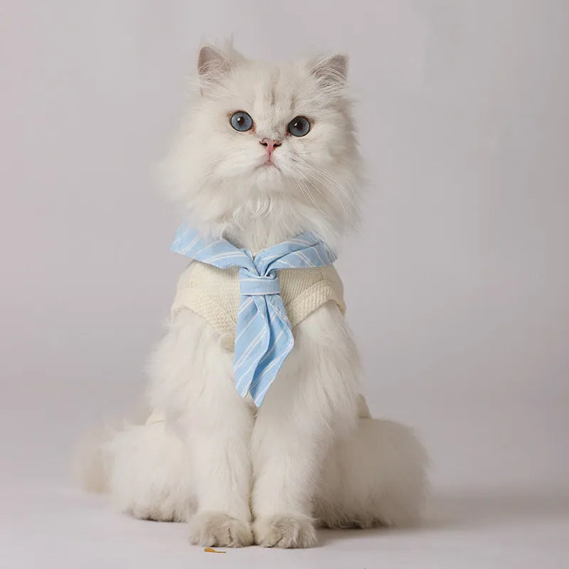 Vest Stylish Bandana Faux Two Piece Anti Shedding Lightweight Plush Cat Kitten Spring Summer Puppy Pet Clothes