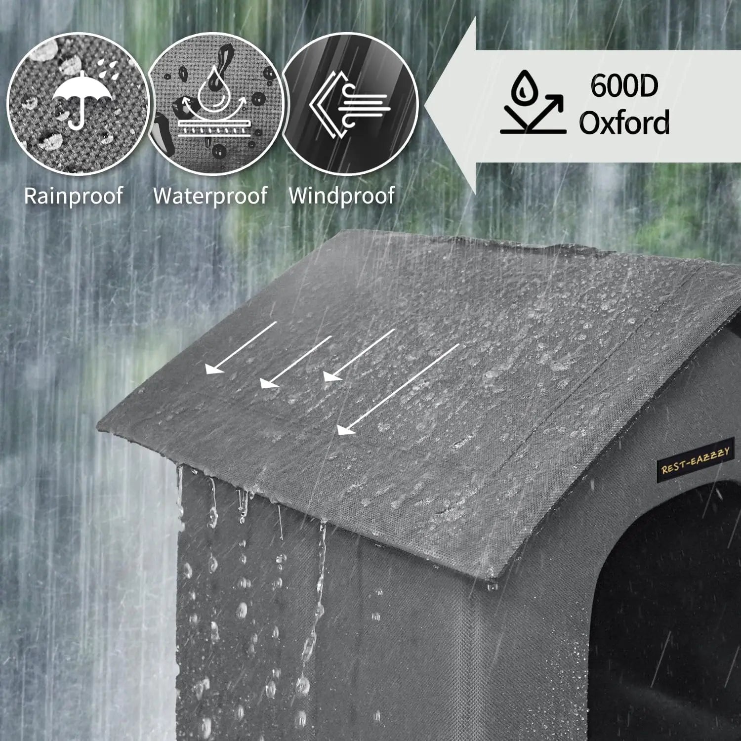Insulated Outdoor Cat House with Mat and Clip, Weatherproof Pet Shelter for Cats Kittens Puppies, Grey Size M
