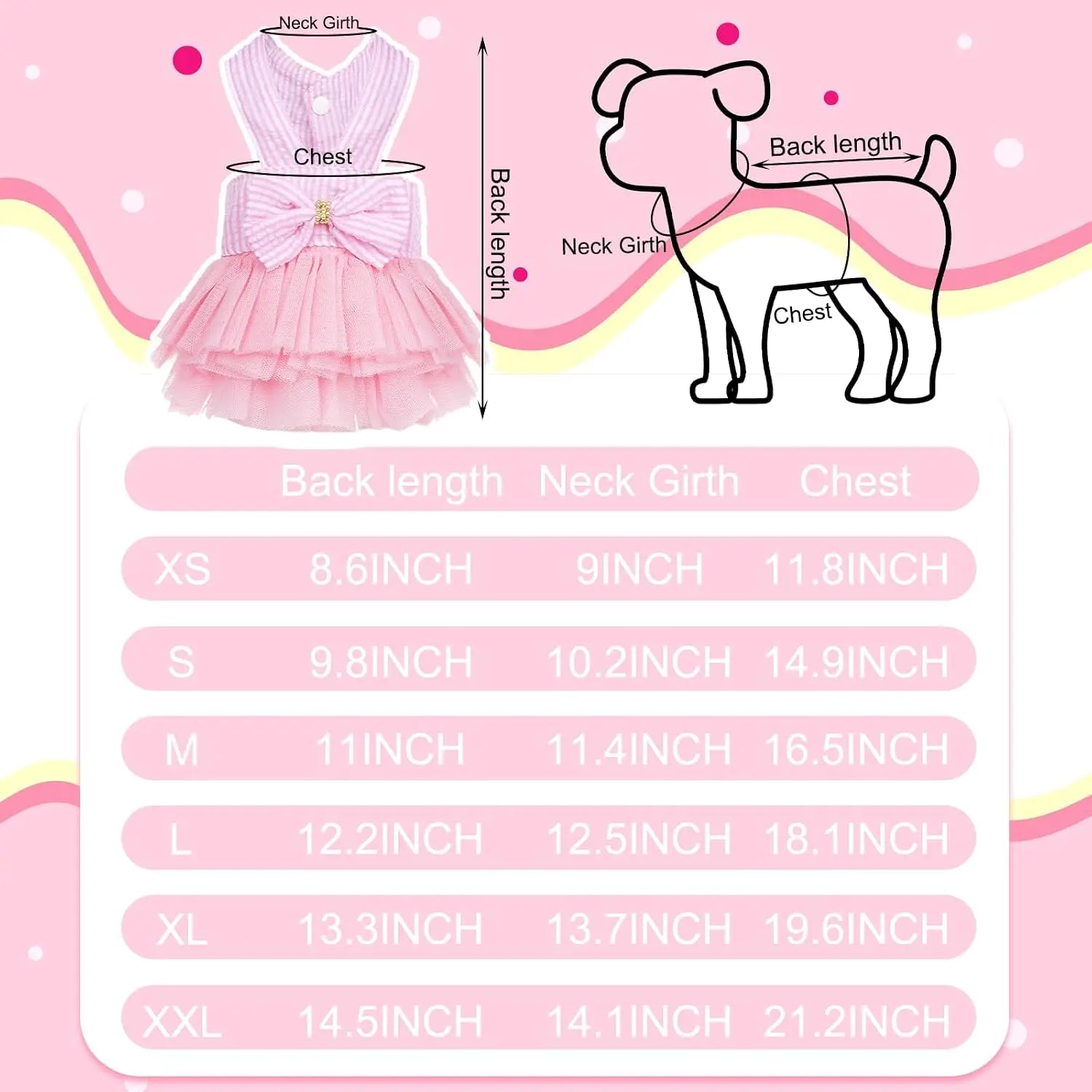 Pink Dog Dress with Bowknot Tutu for Small Dogs Cats Summer Pet Clothes