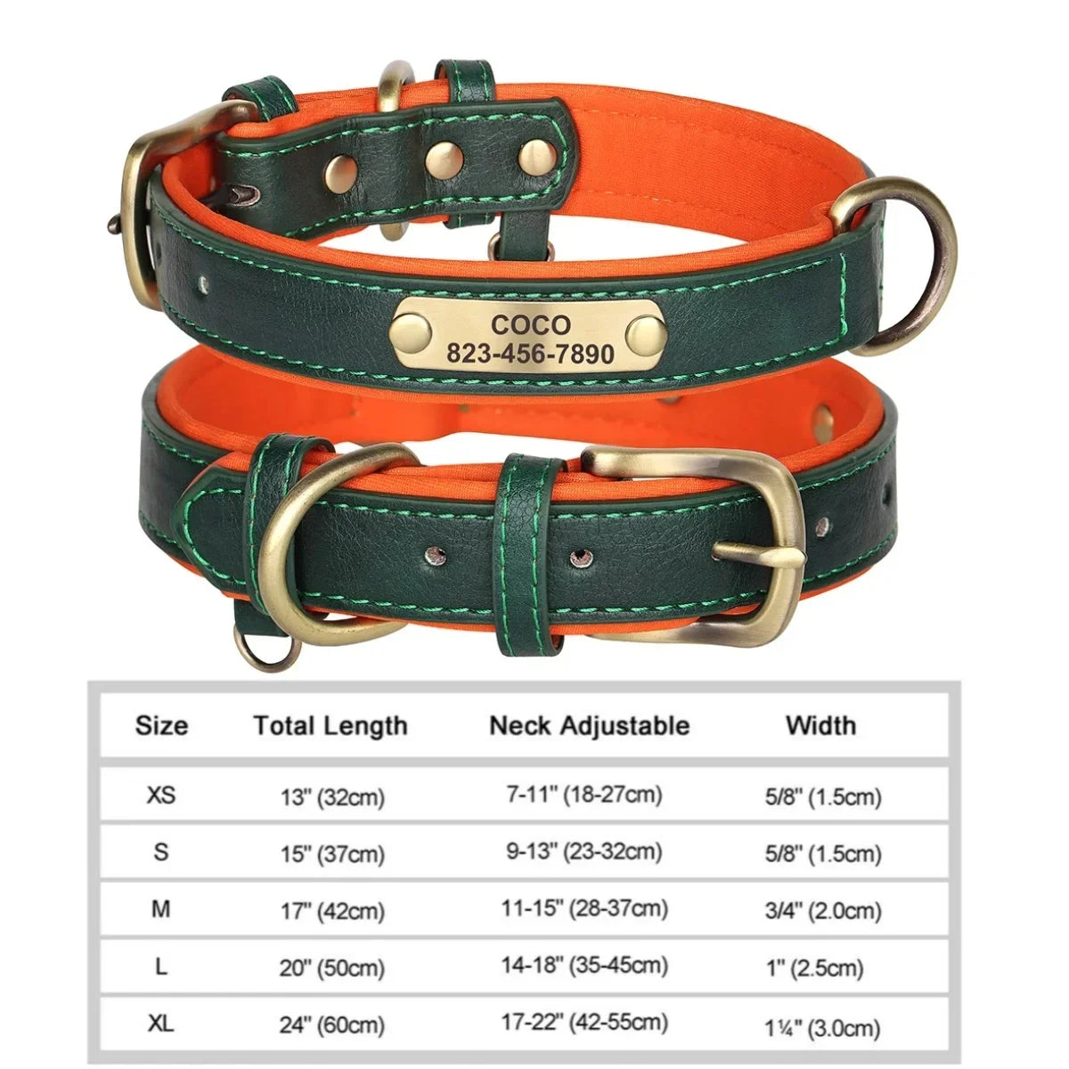 Customized Dog Collar Soft Padded Leather Pet Collar For Small Medium Large Dogs With Free Engraved Nameplate ID Tag Anti-lost