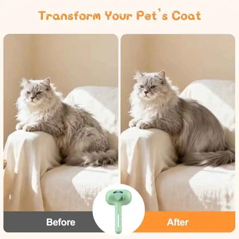 3-in-1 Pet Grooming Brush with Steam Deshedding, Self-Cleaning & Waterless Shampoo for Dogs & Cats, Removes Hair, Light Beige