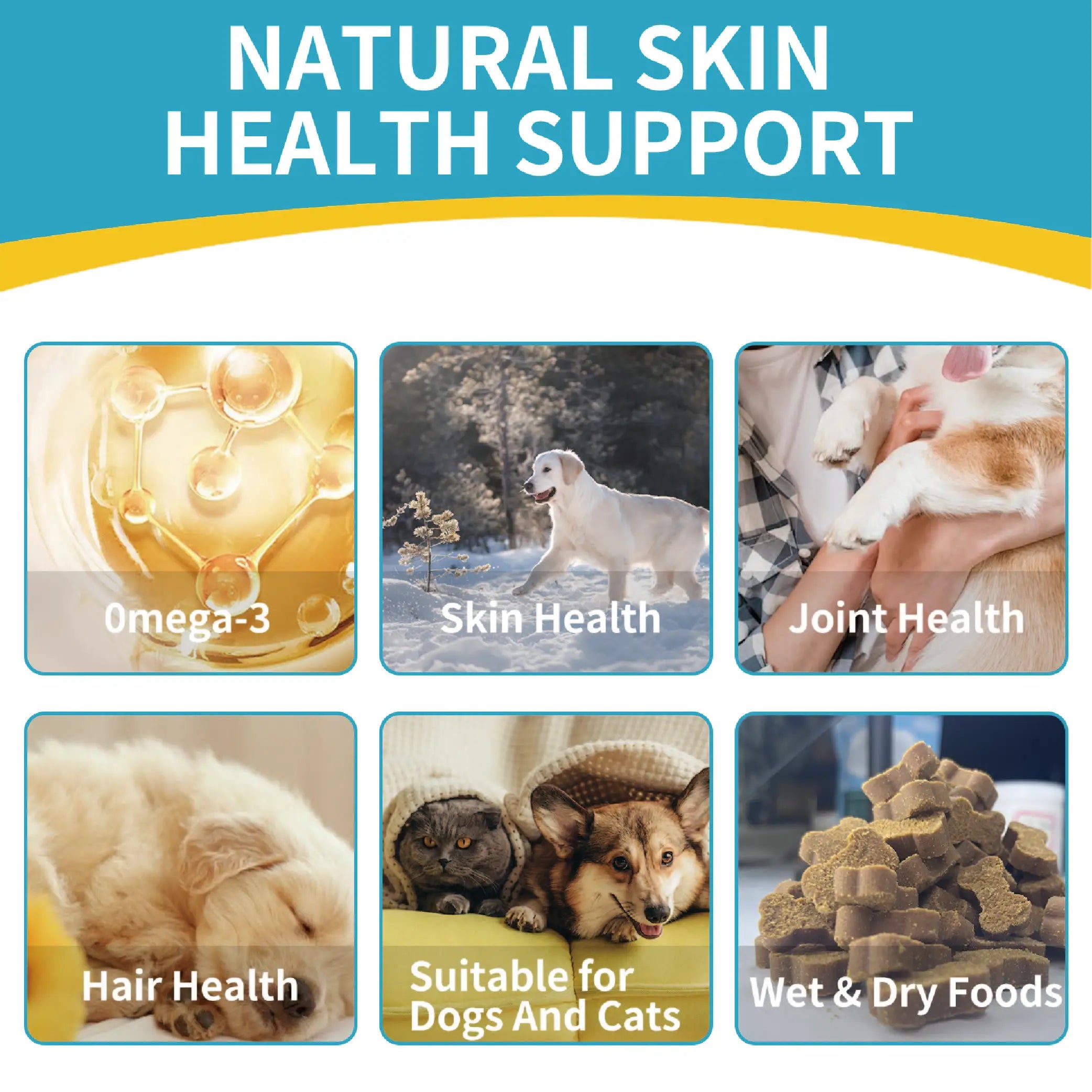 High Potency Omega-3 Pet Skin and Coat Health Supplements with Natural Wild Alaskan Salmon Oil for Dog & Cat-200ml