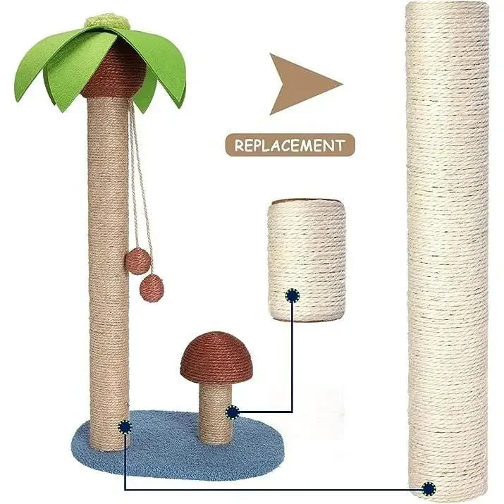 Unusual- Natural Sisal Scratching Post Replacement for Cats - Various Sizes Available, 10mm Screw Replacement for Beige
